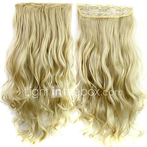 24 Inch 120g Long Heat Resistant Synthetic Fiber Blonde Curly Clip In