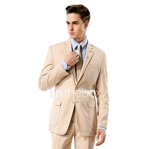 Champagne Solid Tailorde Fit Suit In Viscose