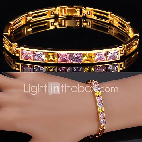 instyle aaa de luxe  zircone cubique Bracelet or 18 carats bijoux en platine plaqué pour les femmes de 17cm de haute qualité