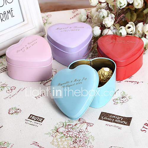 24 Piece/Set Favor Holder Heartshaped Metal Favor Tins and Pails