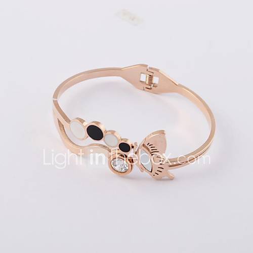 Sweet Flying Butterfly 316L Stainless Steel Rose Gold Plating Bangle