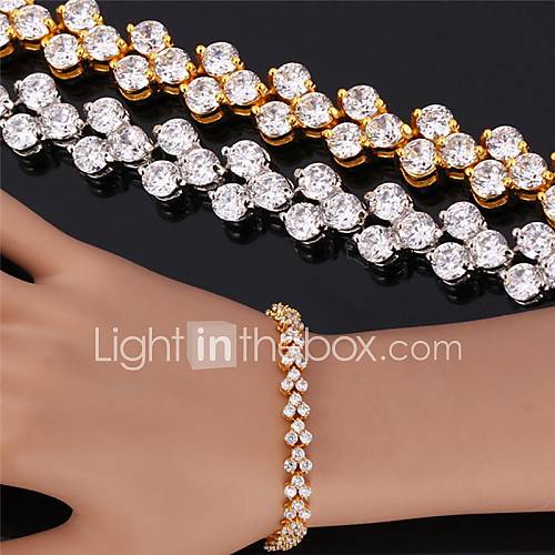 instyle aaa de luxe  zircone cubique millésime Bracelet en or 18 carats plaqué platine bijoux de haute qualité 17cm 19cm