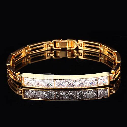instyle aaa de luxe  zircone cubique Bracelet en or 18 carats platine cadeau de bijoux plaqués pour les femmes de 17cm de haute qualité
