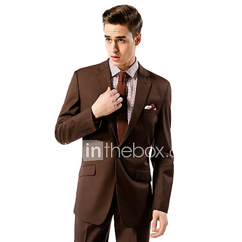 Coffee Solid Tailorde Fit Suit In Viscose