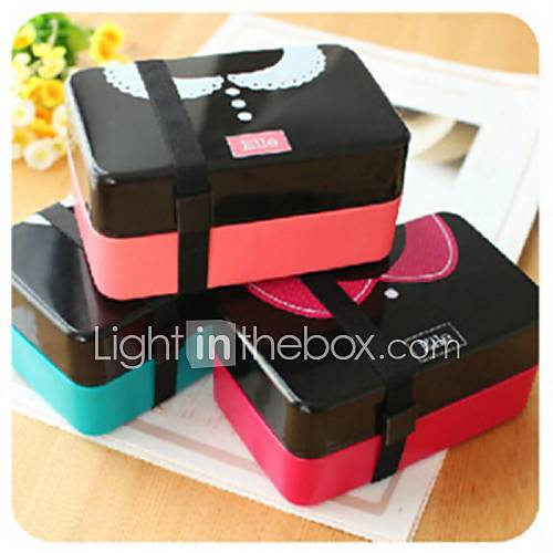Type de couple de boîte à double-couche, le déjeuner plastique 16,5 × 8,5 × 8,5 cm (6,5 × 3,3 × 3,3 pouces) de couleur aléatoire