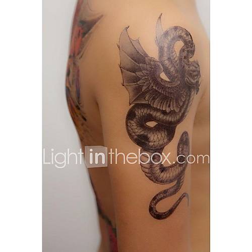 1 pcs étanche grand motif de serpent noir tatouage autocollants