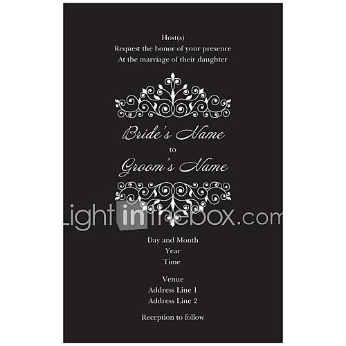 invitations personnalisées romantiques de la couronne blanche de mariage noir serti de 50