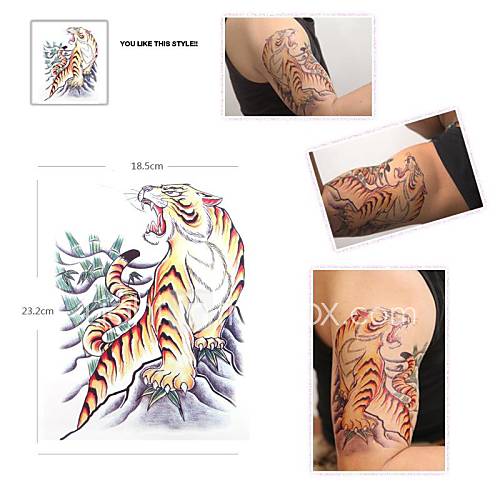1 pcs grande carte couleur tigre motif multicolore étanche tatouage autocollants