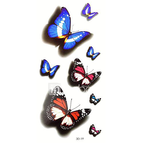5Pcs Waterproof  3D Series  Butterfly  Pattern Tattoo Stickers