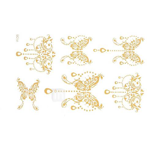 1Pcs Golden Butterfly Pattern 3D Body Art Sticker Temporary Tattoos