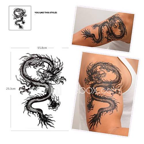 1 pcs motif de dragon figure noire imperméable tatouage autocollants