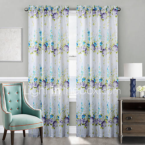 TWOPAGES® Two Panels Delicate Rural Style Hydrangea Curtain 2578938