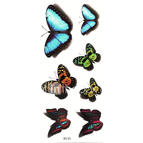 5Pcs Waterproof 3D Series Colorful Butterfly Pattern Tattoo Stickers