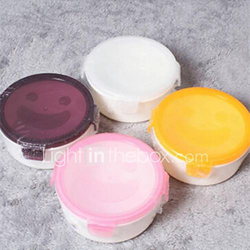 circulaire boîte à lunch de protection de l'environnement de visage souriant, plastique 14,3 x 7 x 5 cm (5,7 × 2,8 × 2,0 pouces) de couleur aléatoire