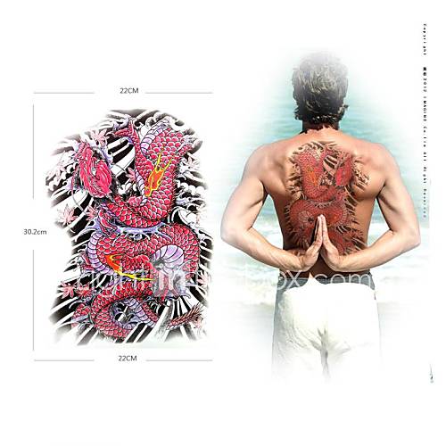 1 pcs grand motif de support de dragon rose étanche tatouage autocollants