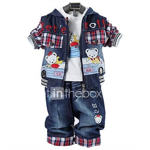 Children's Clothing Boys Three Pieces Sets Baby Set Boy Jeans Suit Bear
