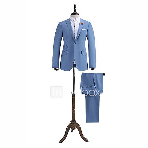 ciel bleu tailorde soild costume ajustement 100% laine