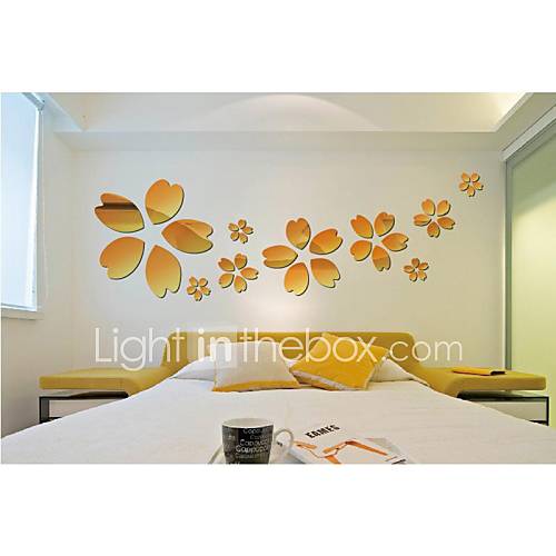 Mirror Wall Stickers Wall Decals,Funlife® 6pcs/Lot Flowers Mirror