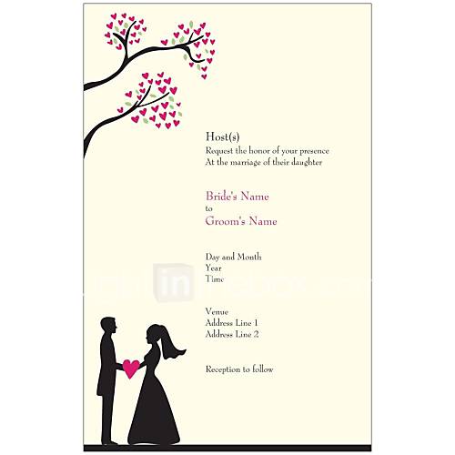 invitations personnalisées de mariage d'arbres amoureux coeurs romantiques ensemble de 50