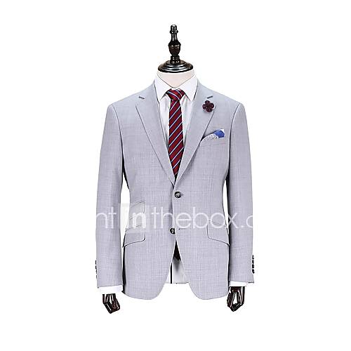 gris tailorde solide ajustement veste de costume en laine 100%