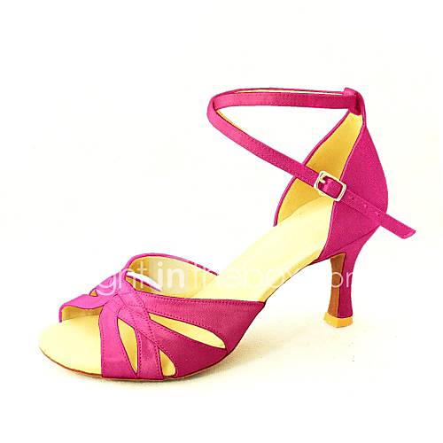 Image de Chaussures de danse(Noir Bleu Jaune Rose Violet Rouge Blanc Fuchsia) -Personnalisables-Talon PersonnalisÃ©-Satin-Latine Salsa