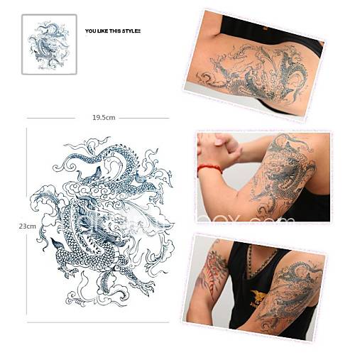 1 pcs dragon noir motif d'image étanche tatouage autocollants