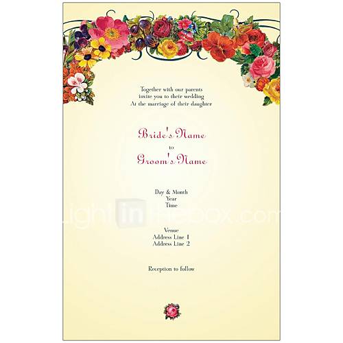 invitations personnalisées de mariage de cadre de fleur classique jeu de 50