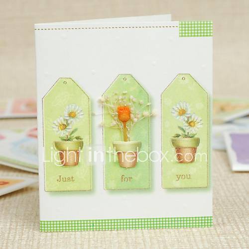 bronzage plaquées fleur décorative stéréo mini-carte de remerciement carte-cadeau (7,5  9cm)