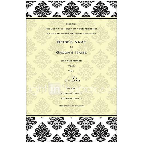 invitations personnalisées de mariage de fleurs noir romantiques ensemble de 50
