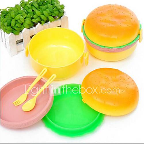mignonnes boîtes de lanch de forme hamburger, plastique 14 × 9,5 × 8,5 cm (5,6 × 3,8 × 3,3 pouces)