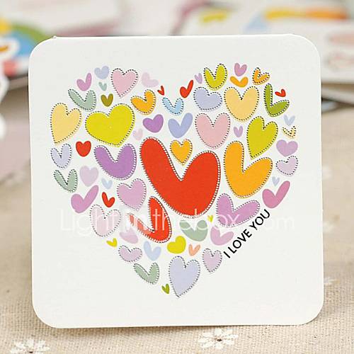 coeur coloré mini-valentine carte de voeux (7,5  7,5 cm)