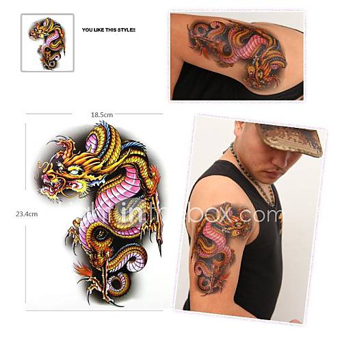 1 pcs couleur étanche image motif de tatouage de dragon autocollants