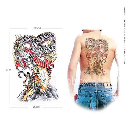 1 pcs imperméables motif de dragon et le tigre de couleur soutien de super tatouage autocollants