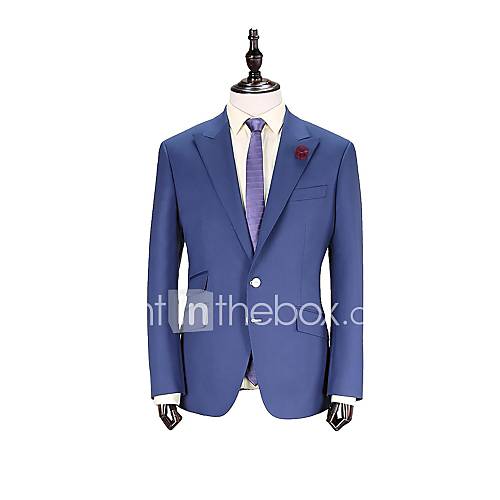 bleu tailorde solide ajustement veste de costume en laine