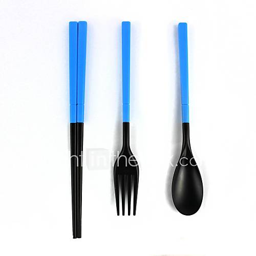 pliantes en plein air baguettes cuillère fourchette set - noir  bleu