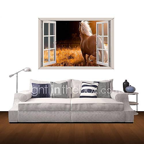 3D Wall Stickers Wall Decals, The White Horse Decor Vinyl Wall Stickers