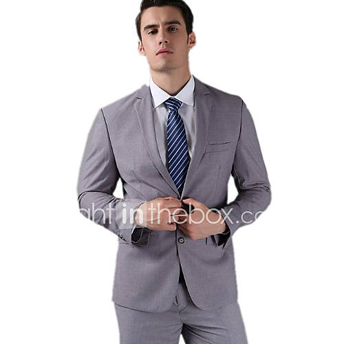 Light Gray Fleece Tailorde Fit Two-Piece Suit