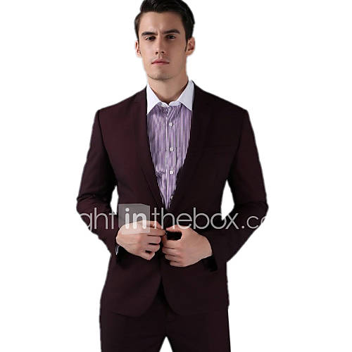 Burgundy Fleece Slim Fit Two-Piece Suit