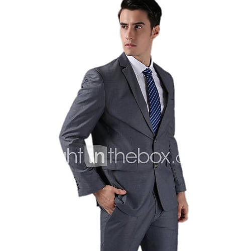 Dark Gray Fleece Tailorde Fit Two-Piece Suit