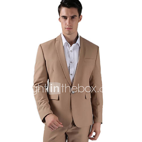 Khaki Fleece Slim Fit Two-Piece Suit