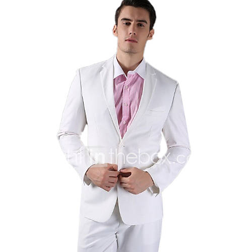 White Fleece Tailorde Fit Two-Piece Suit