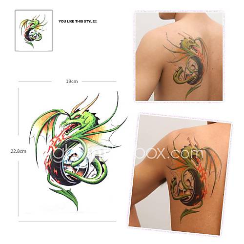 Grand autocollant motif de tatouage 1 pcs imperméables multicolores de charizard fantaisie