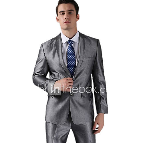 Gray Fleece Tailorde Fit Two-Piece Suit
