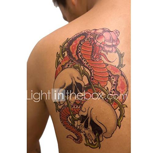 1 pcs imperméables multicolores grands dragons fantaisie et motif squelette tatouage autocollants