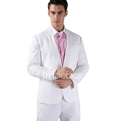 White Fleece Slim Fit Two-Piece Suit