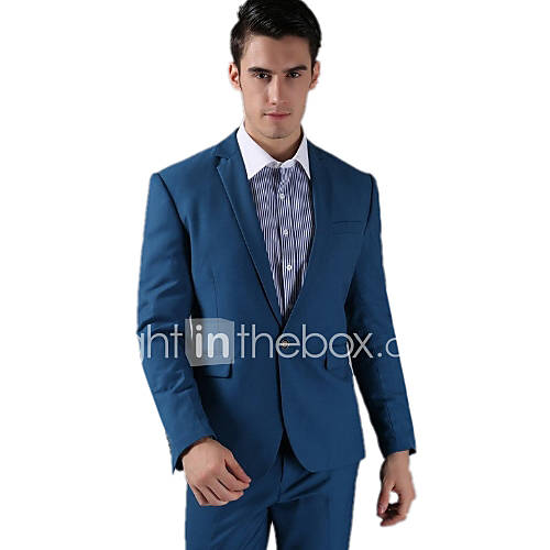 Blue Fleece Slim Fit Two-Piece Suit