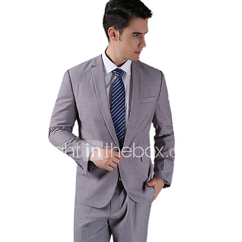 Light Gray Fleece Slim Fit Two-Piece Suit