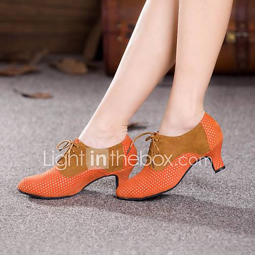 Image de Chaussures de danse(Bleu Marron Rose) -Non Personnalisables-Talon Cubain-Daim-Moderne Salon