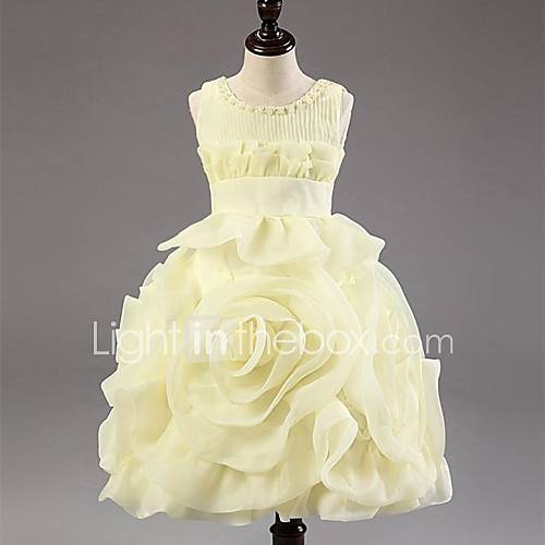 Aline / Princess Tealength Flower Girl Dress Chiffon / Polyester