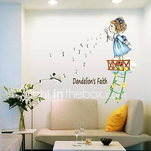 Wall Stickers Wall Decals, Style Little Girl Blowing A Dandelion PVC